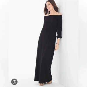 NWT Chicos solid black peasant maxi dress sz med